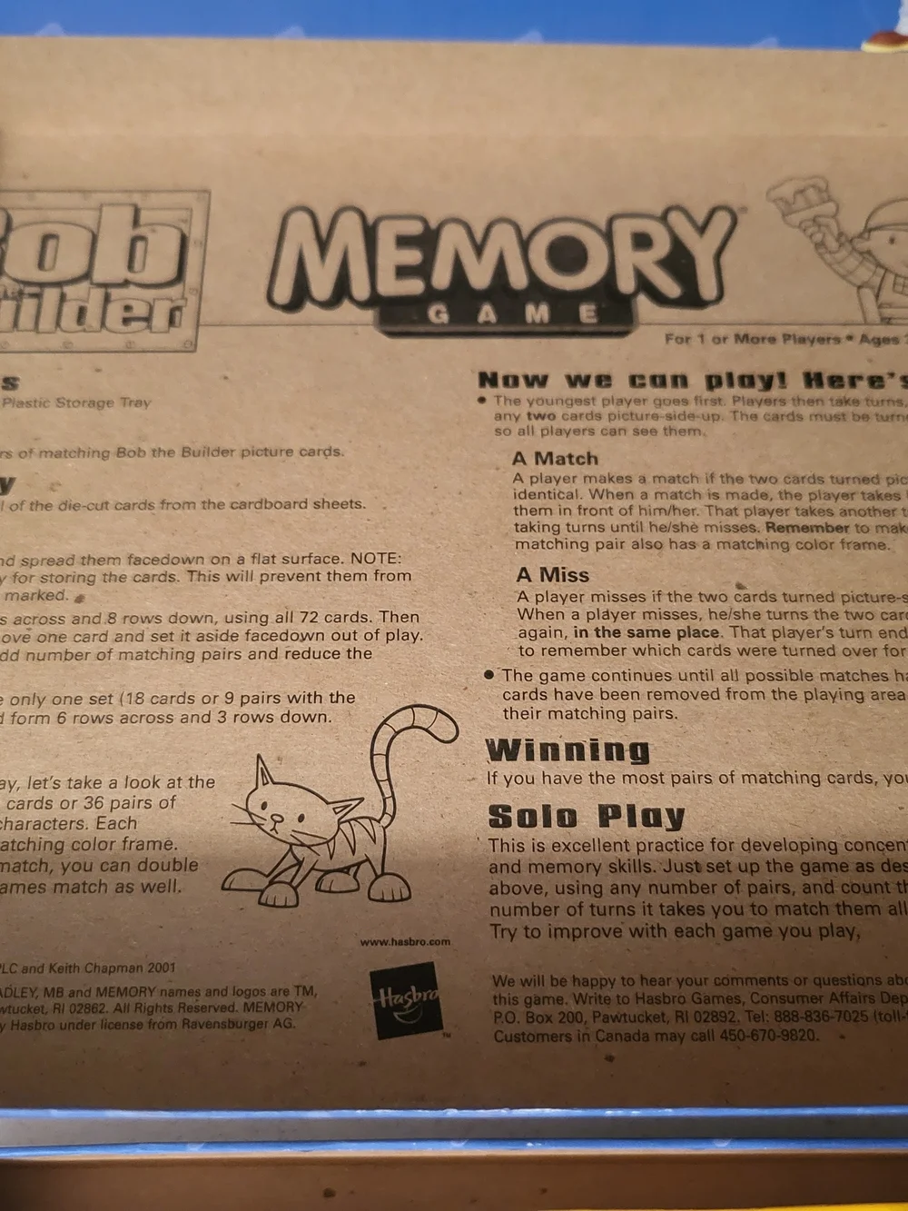 Bob The Builder Memory Game 2001 Milton Bradley, All Pieces Included!